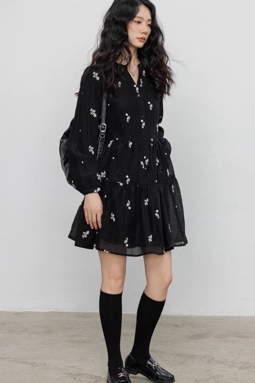 Flower Patterned Flare Dress