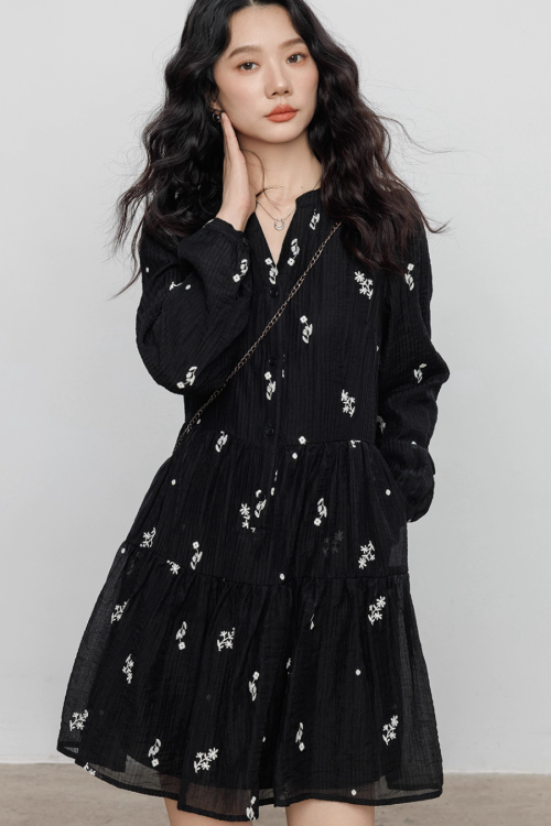 Flower Patterned Flare Dress