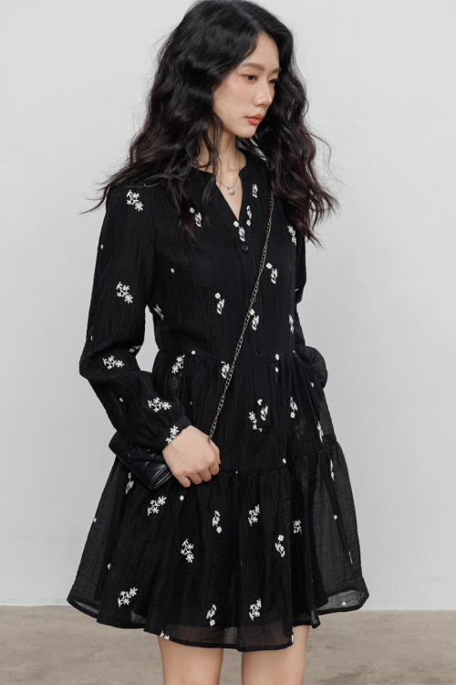 Flower Patterned Flare Dress