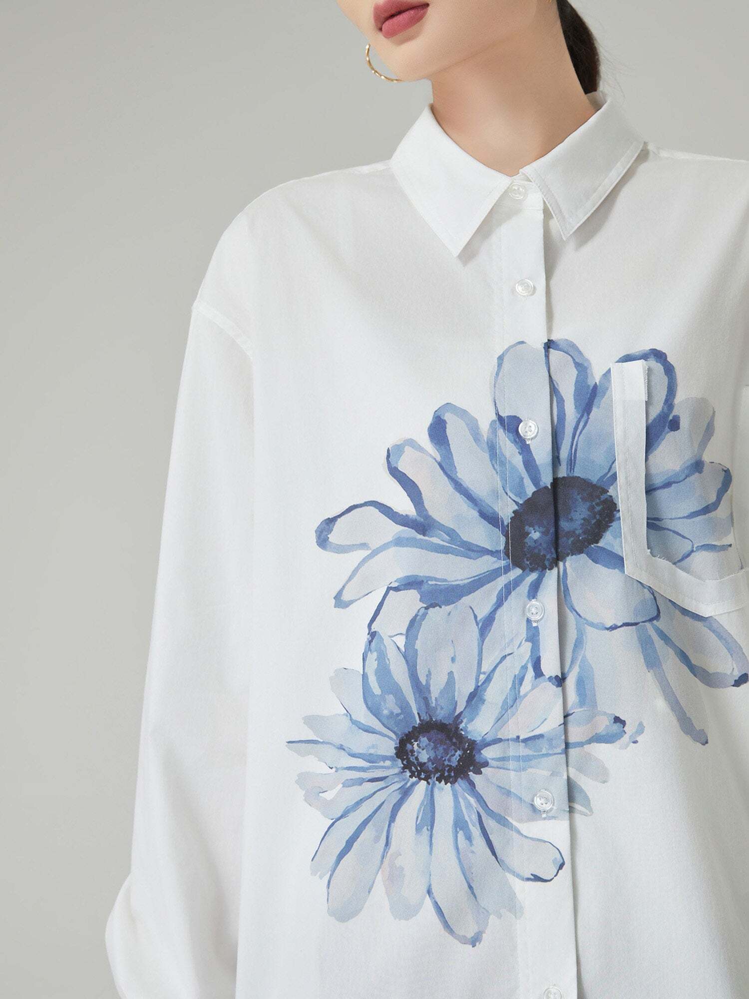 Flower Print Long-Sleeve Shirt Flower Print Long-Sleeve Shirt