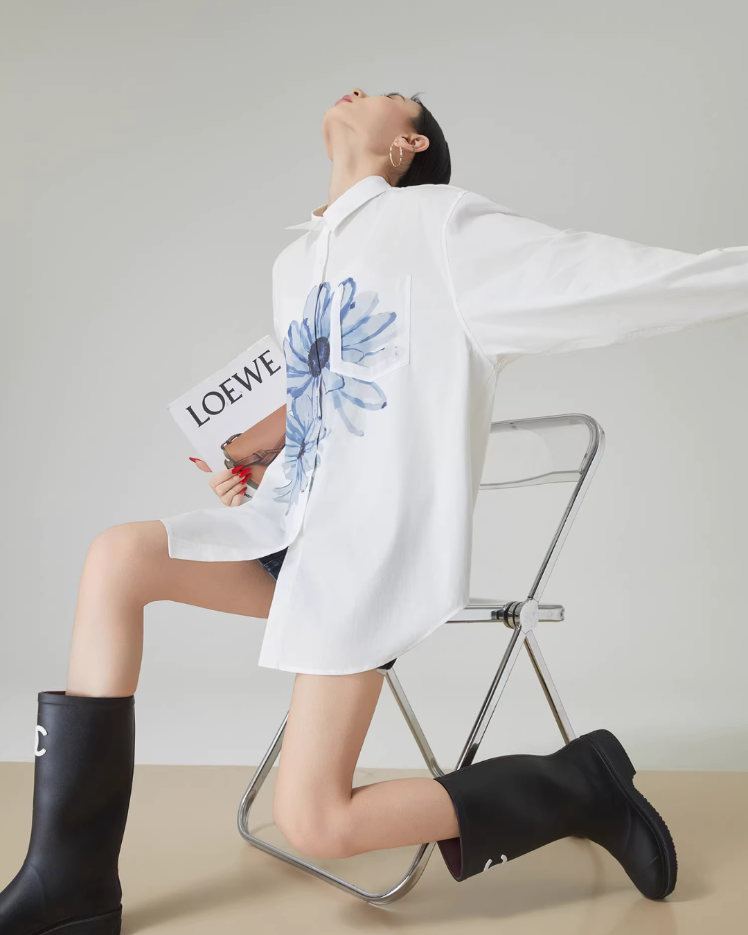 Flower Print Long-Sleeve Shirt Flower Print Long-Sleeve Shirt