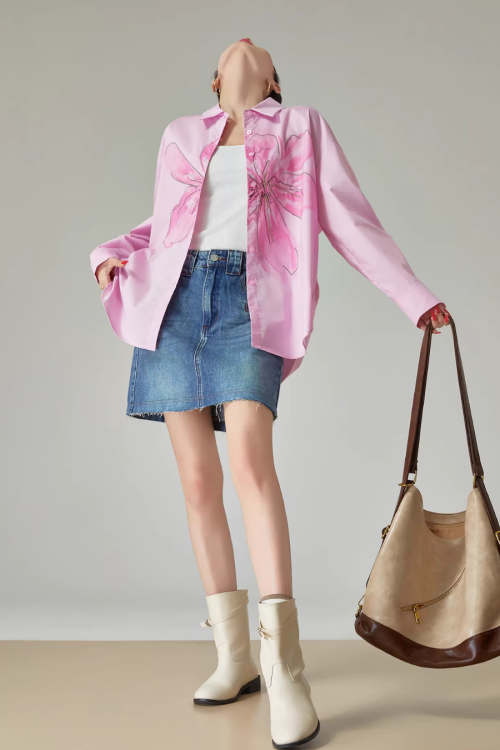 Flower Print Long-Sleeve Shirt