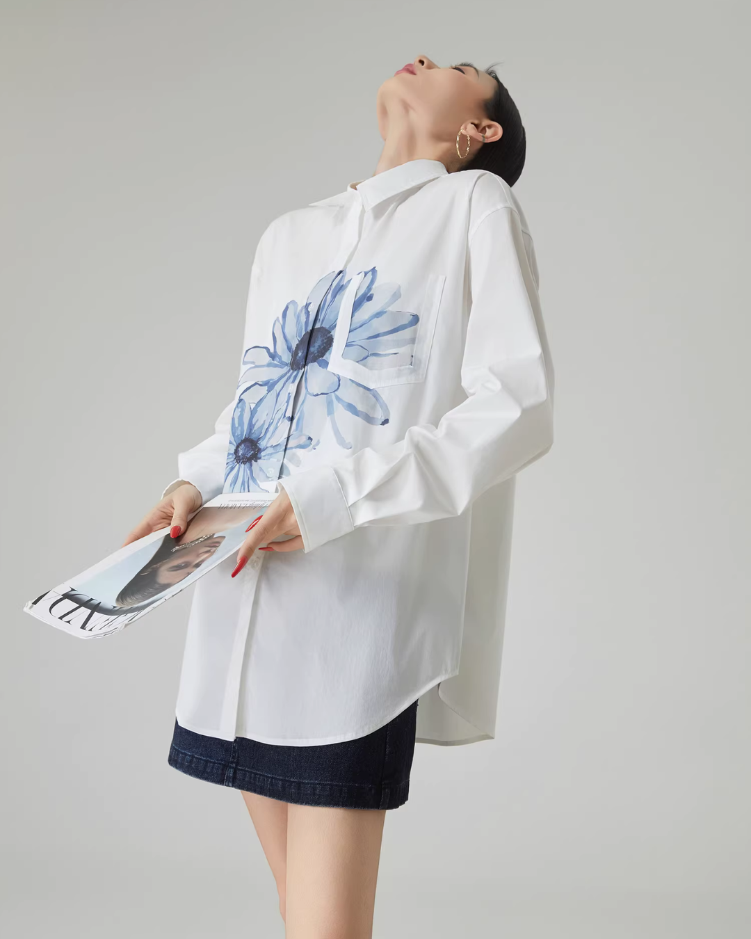 Flower Print Long-Sleeve Shirt Flower Print Long-Sleeve Shirt