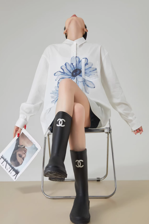 Flower Print Long-Sleeve Shirt