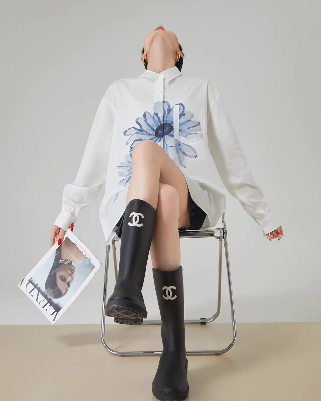 Flower Print Long-Sleeve Shirt Flower Print Long-Sleeve Shirt