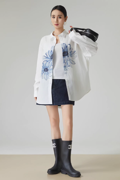 Flower Print Long-Sleeve Shirt