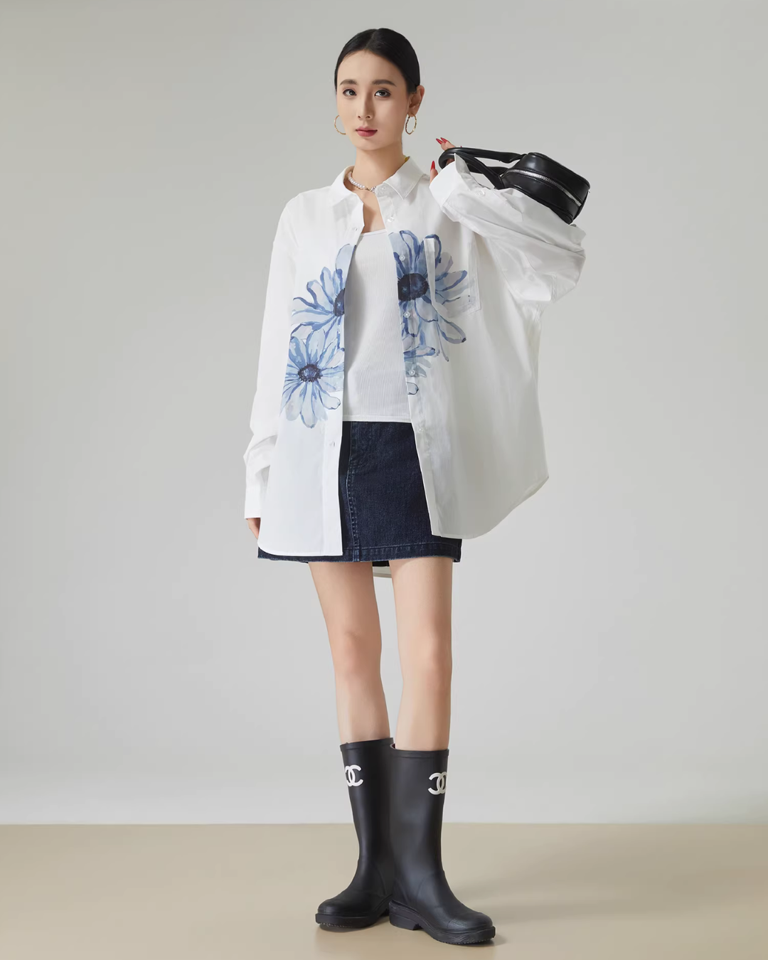 Flower Print Long-Sleeve Shirt Flower Print Long-Sleeve Shirt