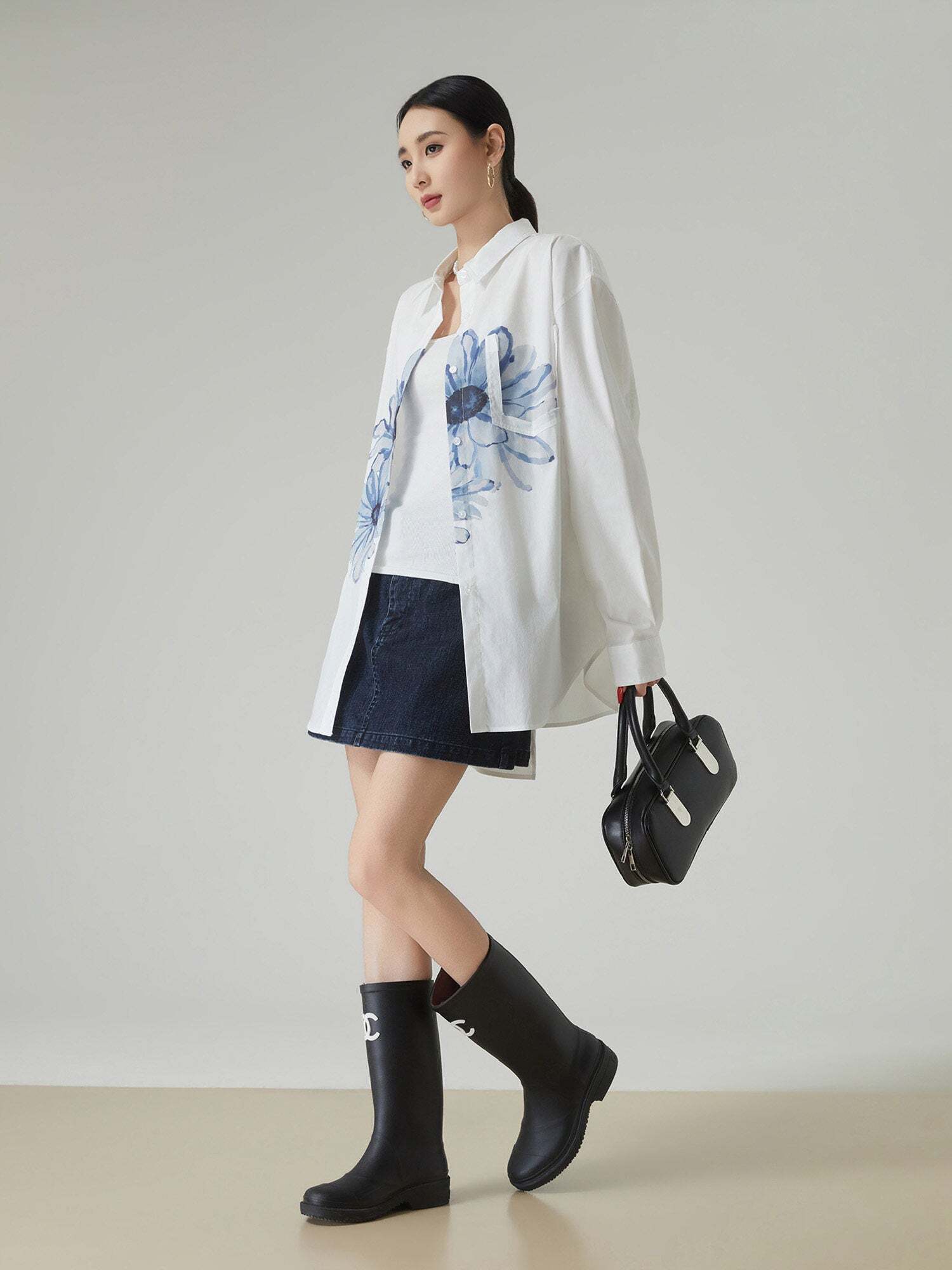 Flower Print Long-Sleeve Shirt Flower Print Long-Sleeve Shirt