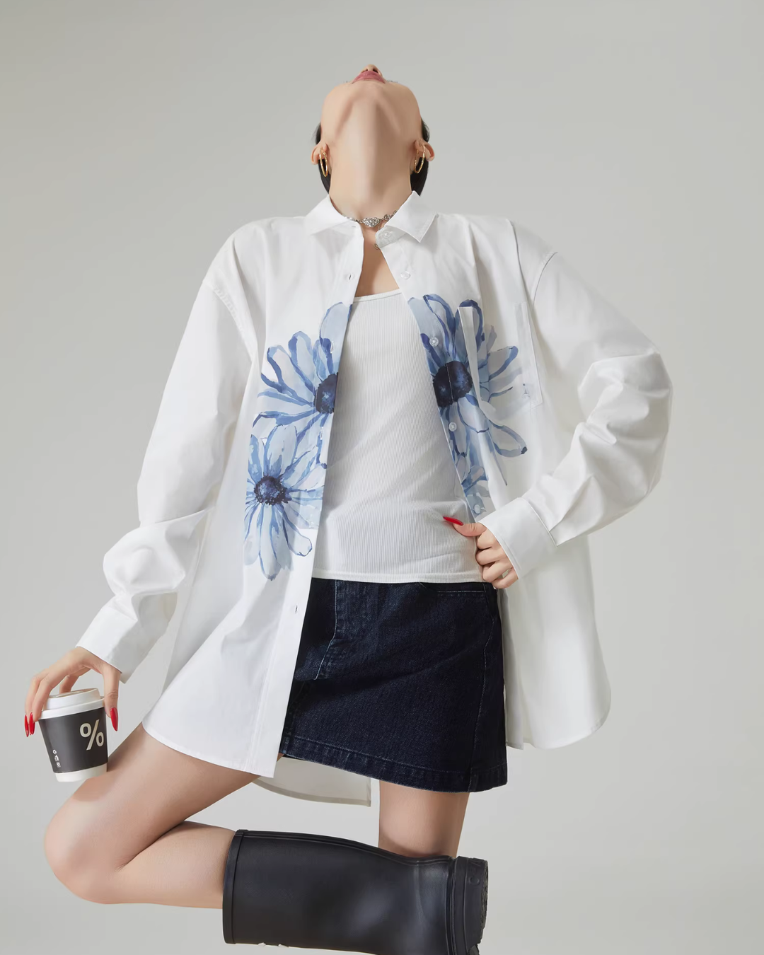 Flower Print Long-Sleeve Shirt Flower Print Long-Sleeve Shirt