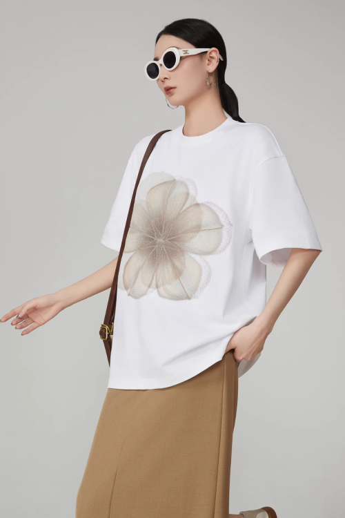 Flower Print Short-Sleeve T-Shirt