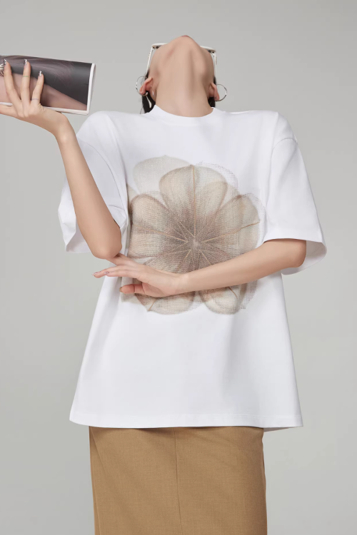Flower Print Short-Sleeve T-Shirt