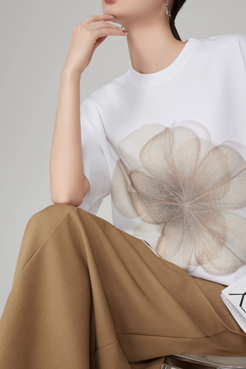 Flower Print Short-Sleeve T-Shirt