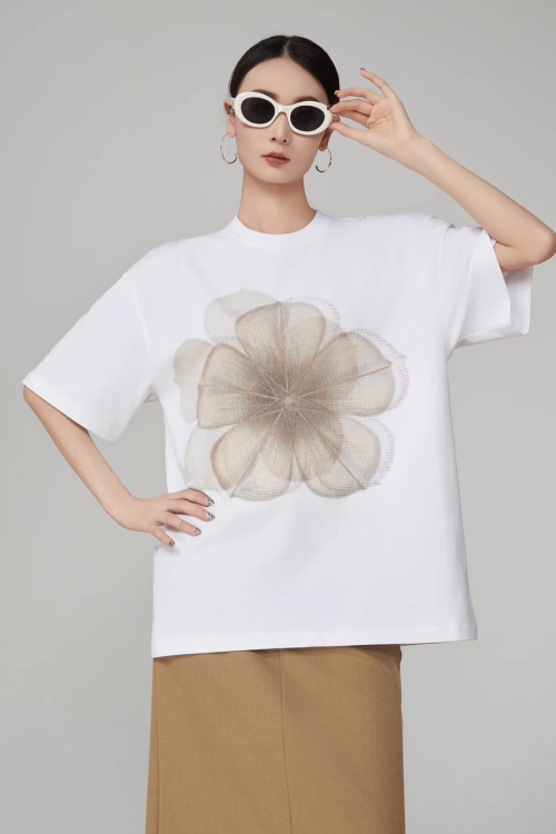 Flower Print Short-Sleeve T-Shirt