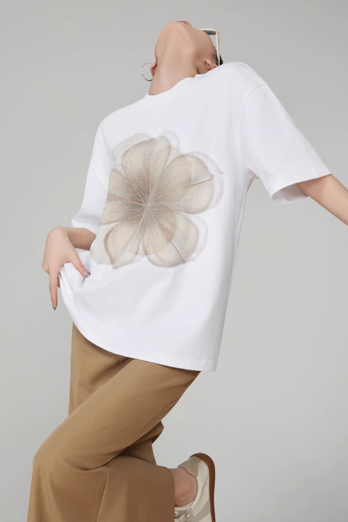 Flower Print Short-Sleeve T-Shirt