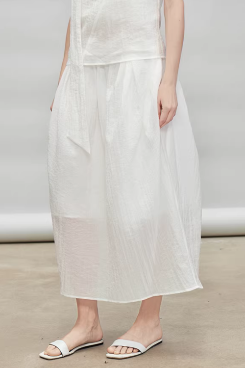 French Ribbon Sleeveless Top / Irregular Tulip Hem Skirt