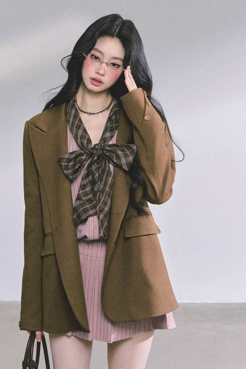 French Stripe Long-Sleeve Shirt Dress