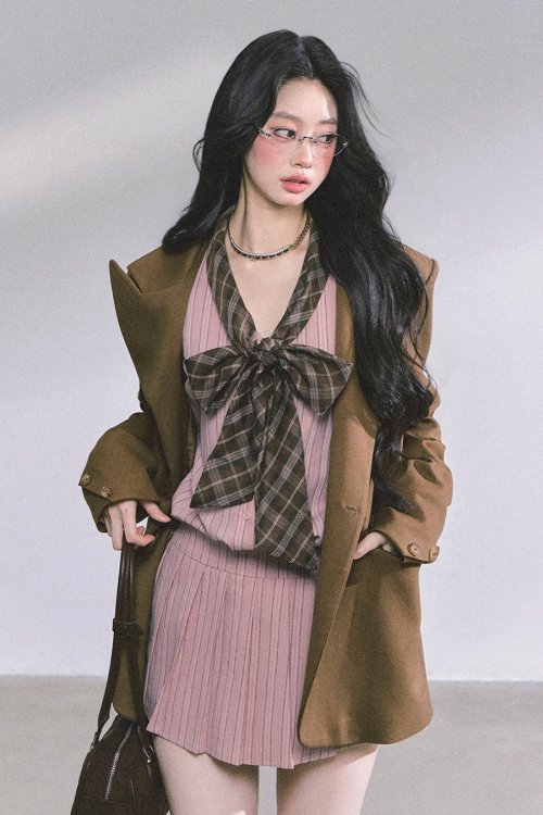 French Stripe Long-Sleeve Shirt Dress