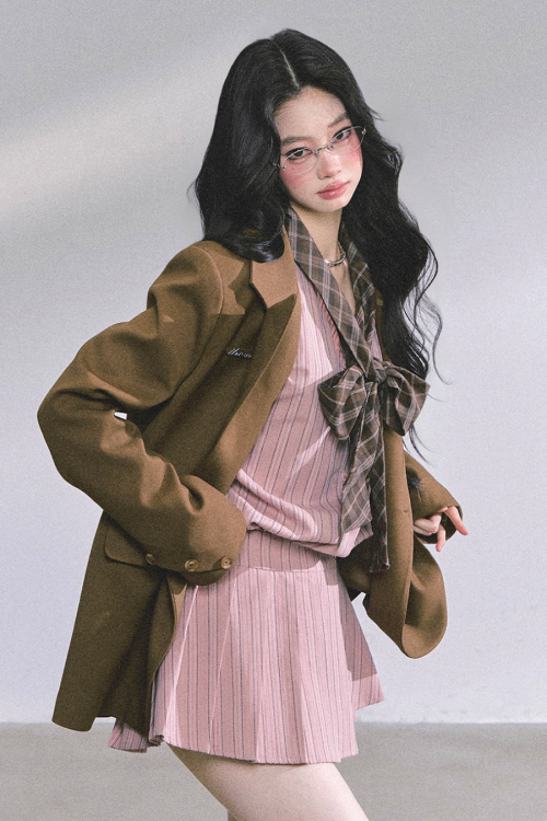 French Stripe Long-Sleeve Shirt Dress