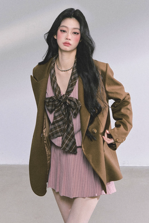 French Stripe Long-Sleeve Shirt Dress