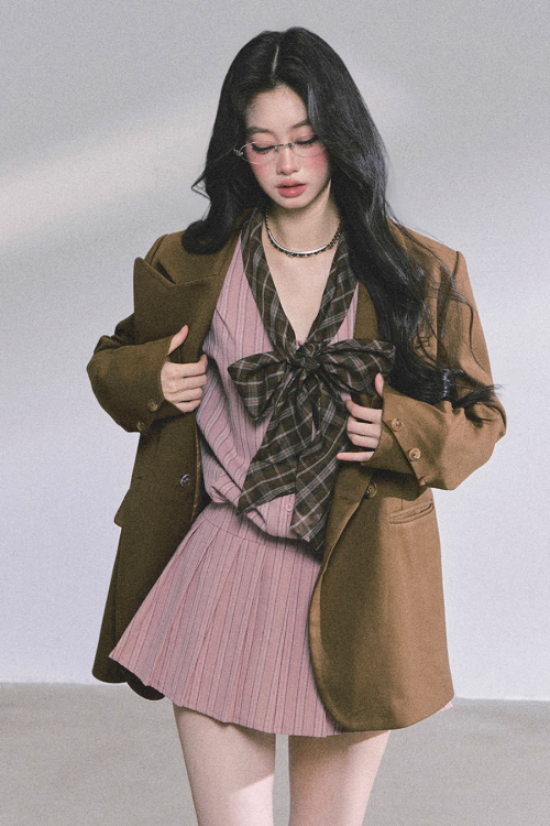 French Stripe Long-Sleeve Shirt Dress