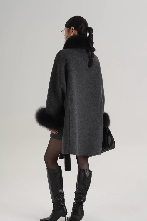 Fur Collar Cape Coat