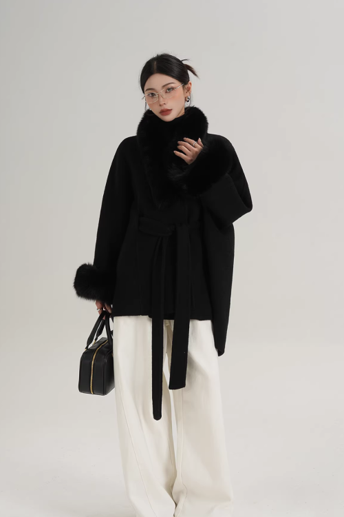 Fur Collar Cape Coat
