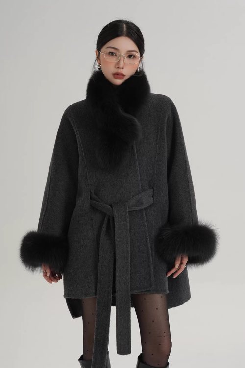 Fur Collar Cape Coat