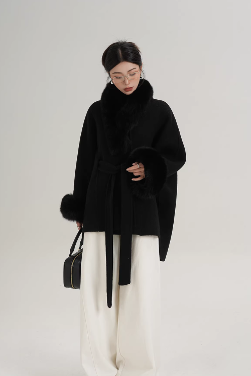 Fur Collar Cape Coat