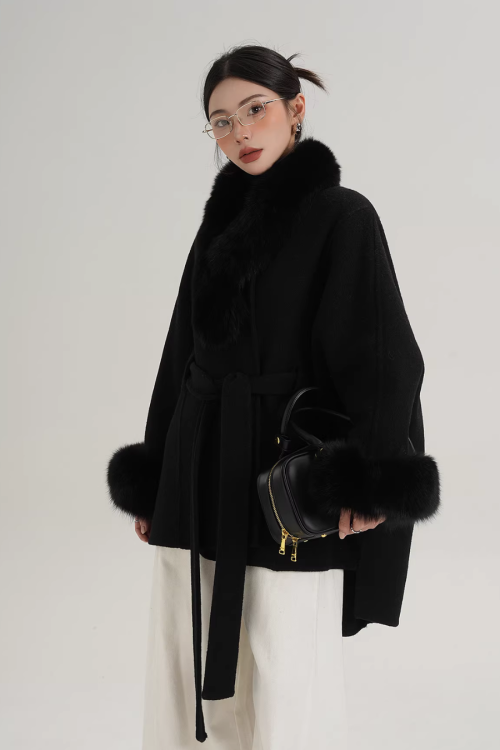 Fur Collar Cape Coat