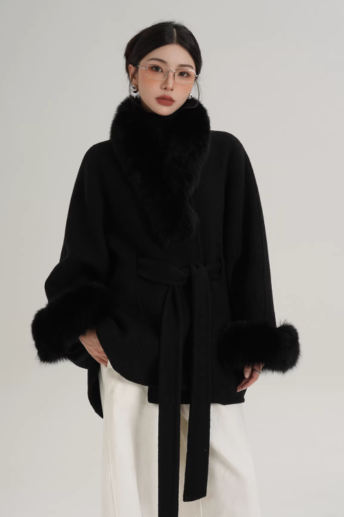 Fur Collar Cape Coat