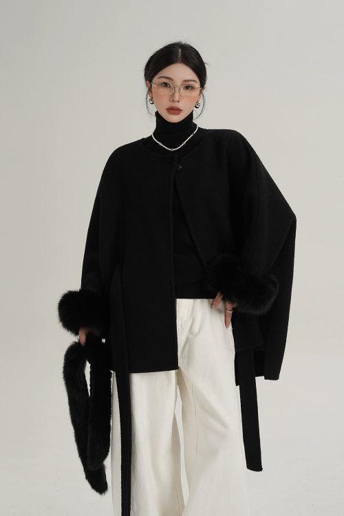 Fur Collar Cape Coat