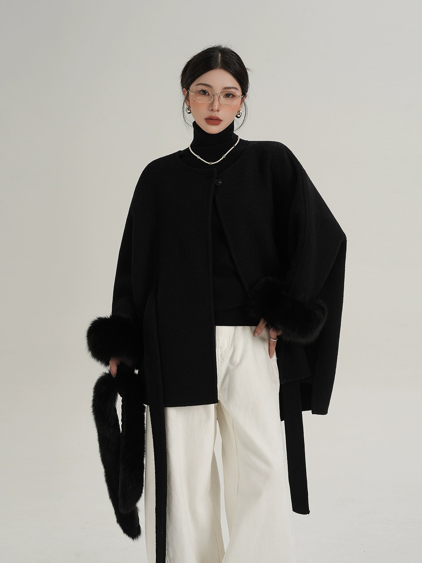 Fur Collar Cape Coat Fur Collar Cape Coat