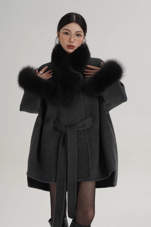 Fur Collar Cape Coat