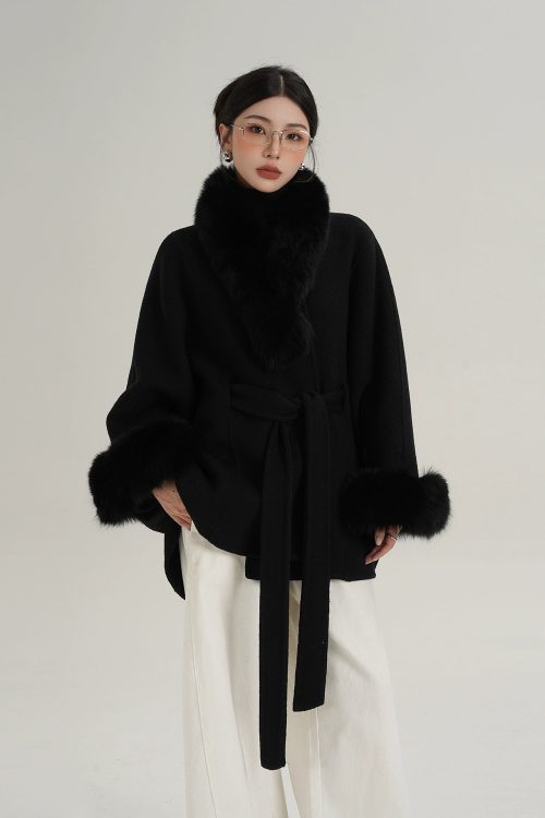 Fur Collar Cape Coat