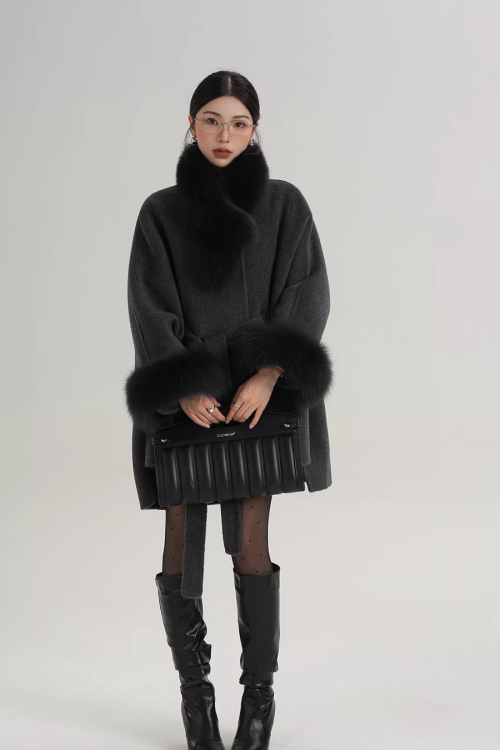 Fur Collar Cape Coat