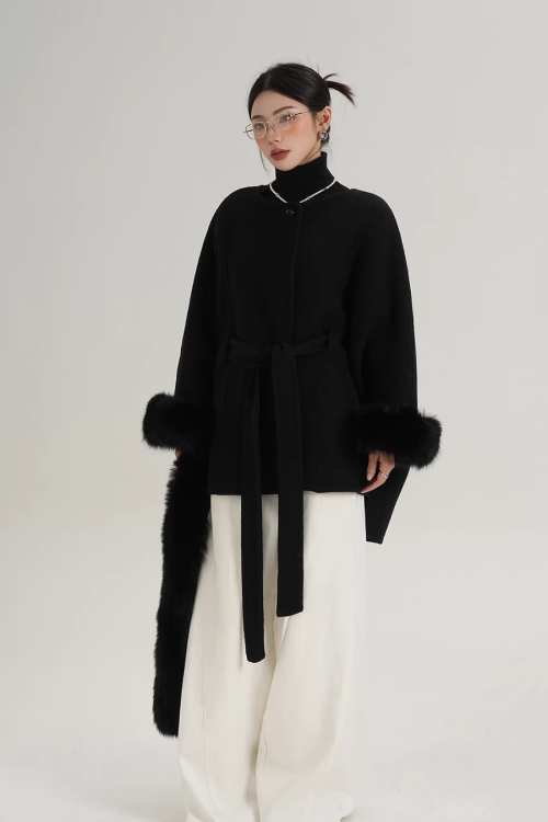 Fur Collar Cape Coat