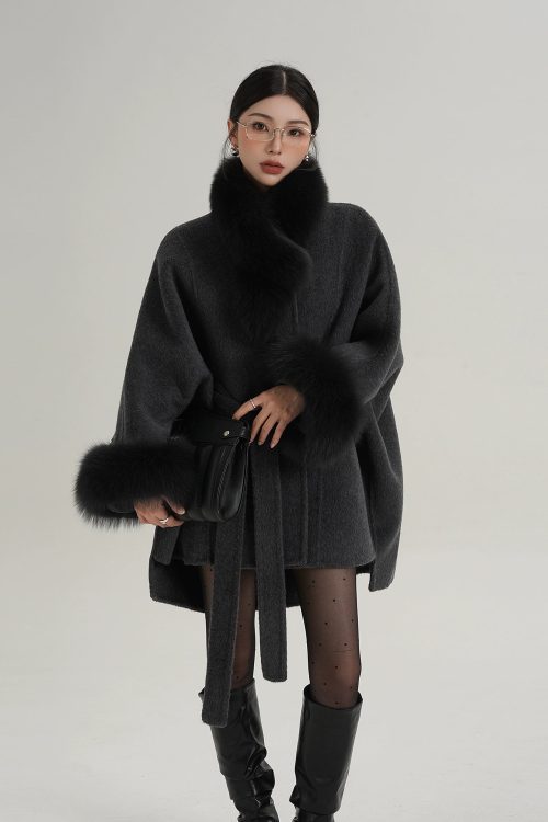 Fur Collar Cape Coat