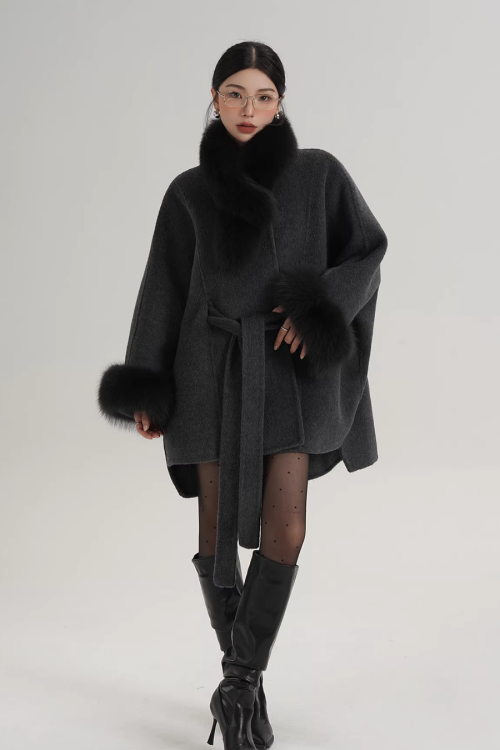 Fur Collar Cape Coat