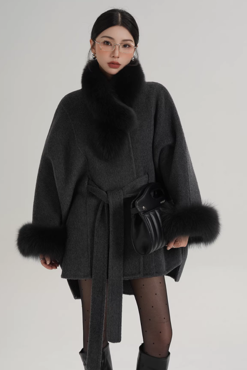 Fur Collar Cape Coat