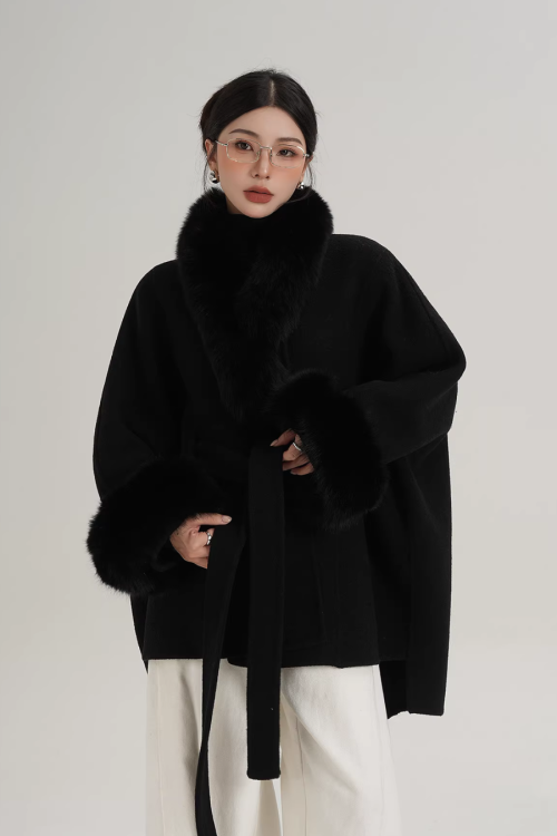 Fur Collar Cape Coat