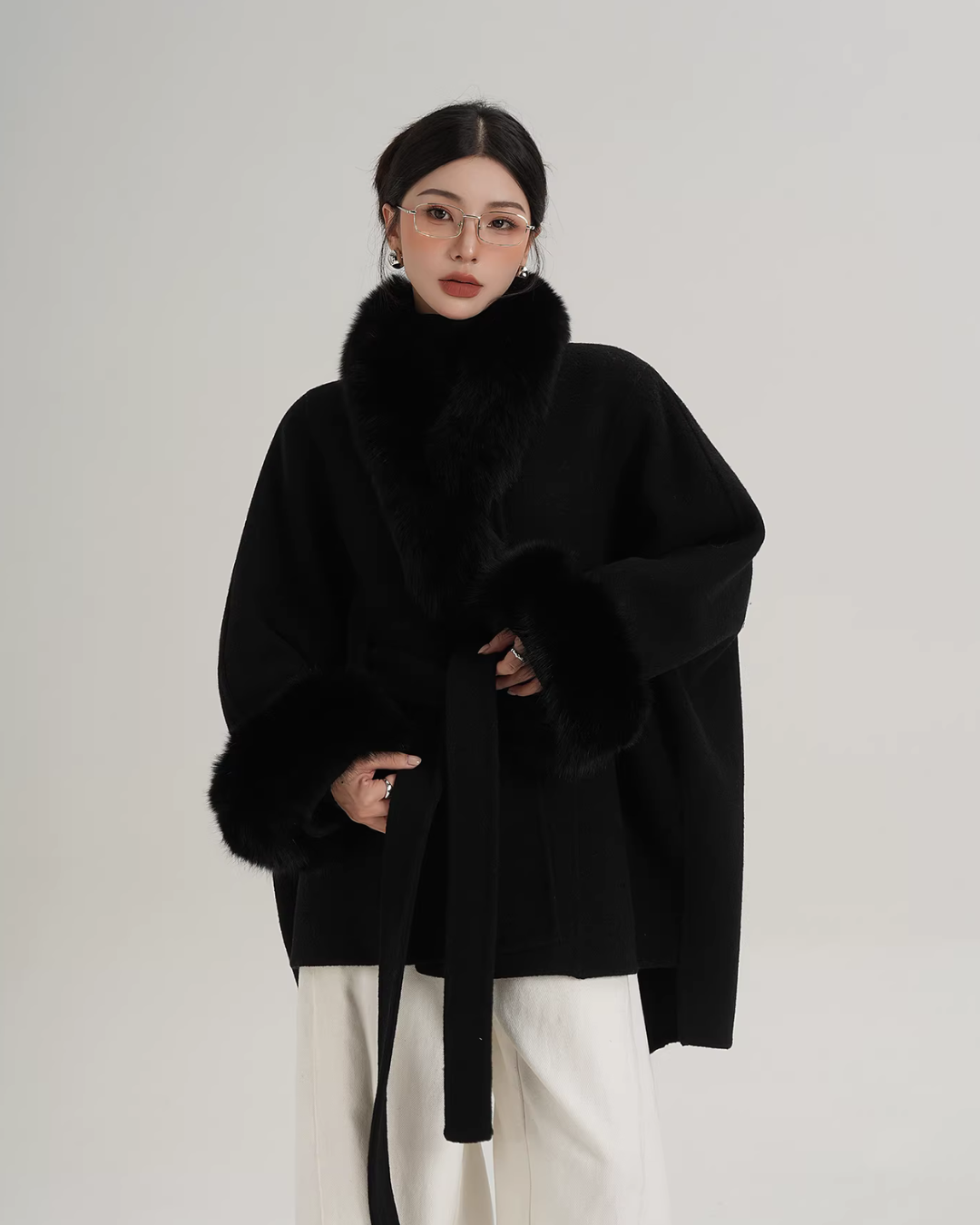 Fur Collar Cape Coat Fur Collar Cape Coat