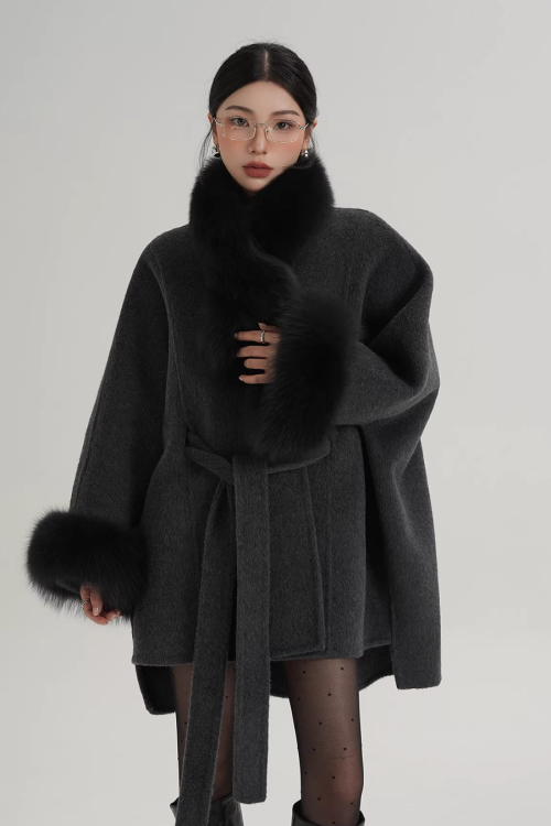 Fur Collar Cape Coat