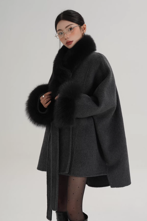 Fur Collar Cape Coat