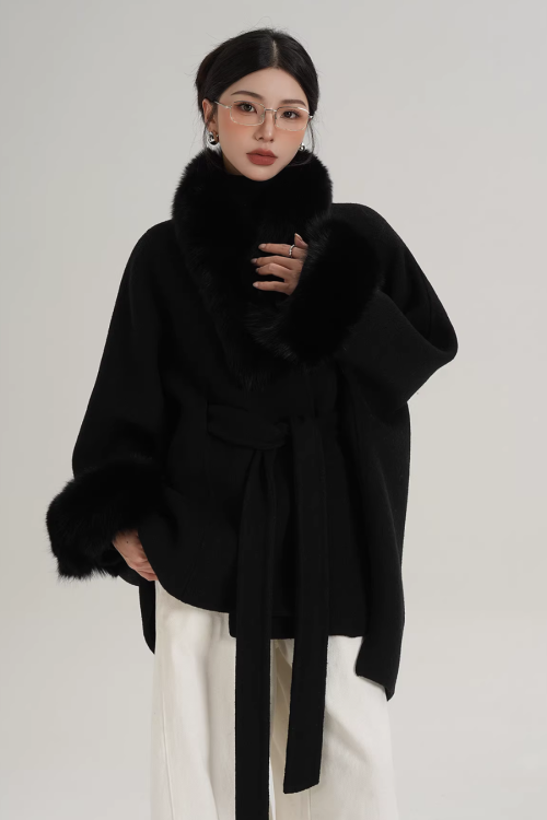 Fur Collar Cape Coat