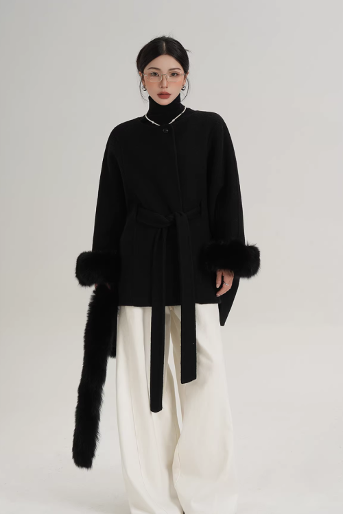 Fur Collar Cape Coat