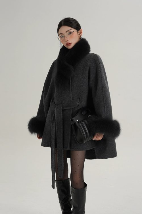 Fur Collar Cape Coat