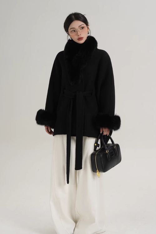 Fur Collar Cape Coat
