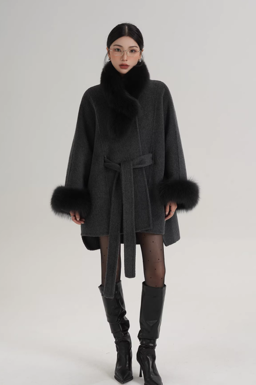 Fur Collar Cape Coat