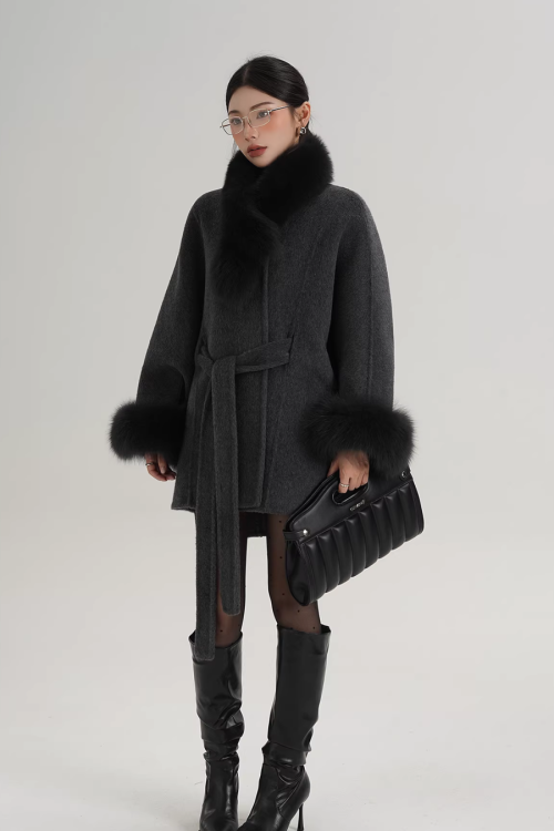 Fur Collar Cape Coat