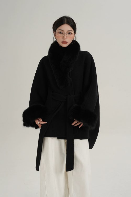 Fur Collar Cape Coat